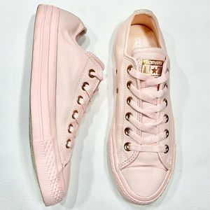Converse Pink Leather All Star Rose Gold Snakeskin Low Top Sneakers Women’s 7.5